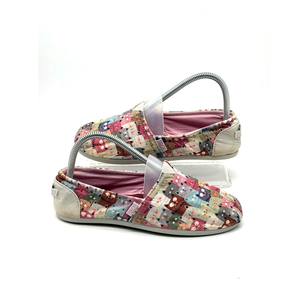 BOBS Skechers Womens 7.5 Cat Print Slip On Shoes Memory Foam Multicolor